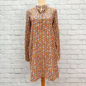 ANN MASHBURN Multicolor Geometric Long Sleeve Dress